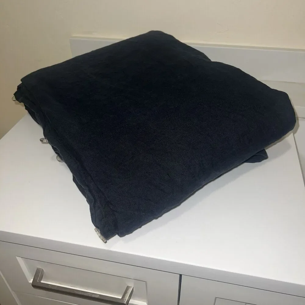 CB2 Linen Duvet Cover King Size 100% Linen European Flax Solid Black MSRP $319